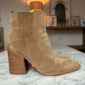 Marc Fisher Women’s Mayden Dress Booties in Cognac Suede